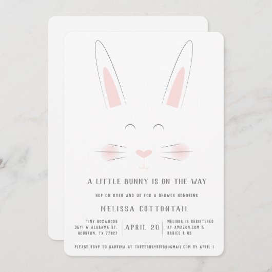 Invitation Un petit lapin est en chemin baby shower invitatio (Devant / Derrière)