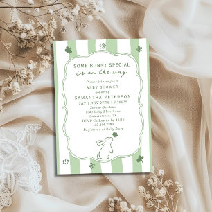 Invitation Un petit lapin est en route Fête prénatale vert sa