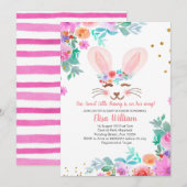 Invitation Un Petit Lapin Est En Route Pour Le Baby shower (Devant / Derrière)