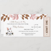 Invitation Un petit lapin est sur le chemin Invitation, bébé (Devant / Derrière)