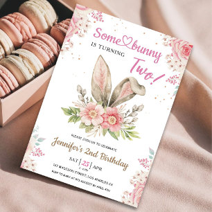 Invitation Un petit lapin fête ses DEUX ans ! 2e anniversaire