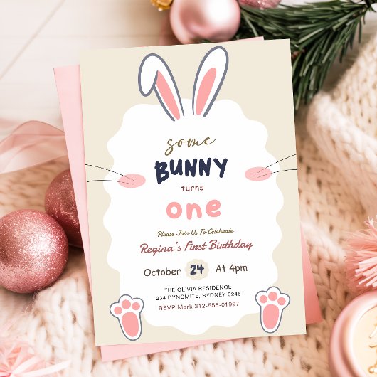 Invitation Un petit lapin fête son premier anniversaire