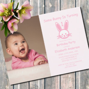 Invitation Un petit lapin fête son premier anniversaire