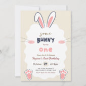 Invitation Un petit lapin fête son premier anniversaire (Devant)
