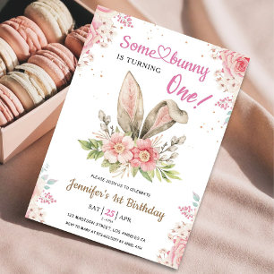 Invitation Un petit lapin fête son premier anniversaire ! Inv