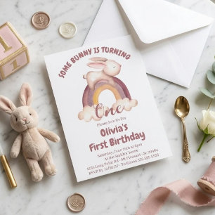 Invitation Un petit lapin fête son premier anniversaire Invit