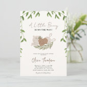 Invitation Un Petit Lapin Fille Baby shower Verdure (Debout devant)