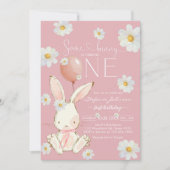 Invitation Un petit lapin Premier 1er Anniversaire (Devant)