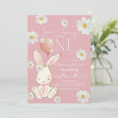 Invitation Un petit lapin Premier 1er Anniversaire (Debout devant)