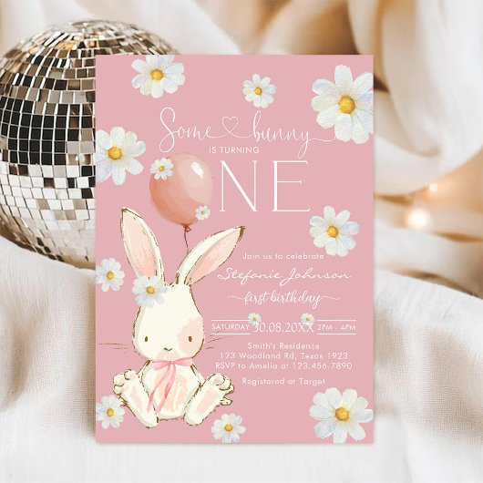 Invitation Un petit lapin Premier 1er Anniversaire