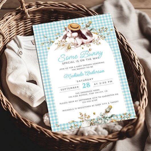 Invitation Un Petit Lapin Spécial Sur Le Chemin Baby shower B