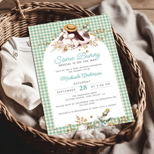 Invitation Un Petit Lapin Spécial Sur Le Chemin Baby shower B