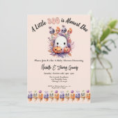 Invitation Un petit livre est presque à Baby shower (Debout devant)