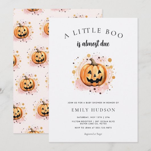 Invitation Un petit livre est presque à Baby shower (Devant / Derrière)