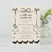 Invitation Un petit livre est presque attendu Bow baby shower (Debout devant)