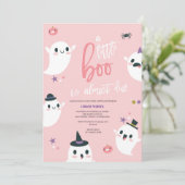 Invitation Un petit livre est presque dû à Ghost Baby shower (Debout devant)