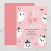 Invitation Un petit livre est presque dû à Ghost Baby shower (Devant / Derrière)