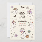 Invitation Un petit livre est presque dû Baby shower d'Hallow (Devant)