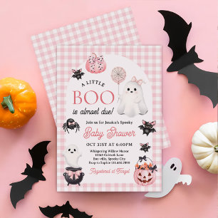 Invitation Un petit livre est presque dû Baby shower d'Hallow