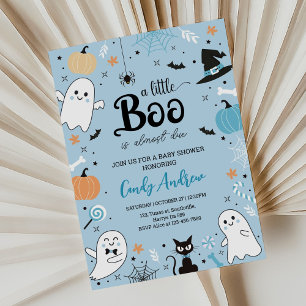 Invitation Un petit livre est presque dû Baby shower d'Hallow