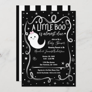 Invitation Un petit livre est presque dû Baby shower d'Hallow