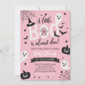 Invitation Un petit livre est presque dû Baby shower d'Hallow (Devant)