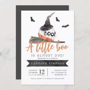 Invitation Un petit livre est presque dû Baby shower d'Hallow
