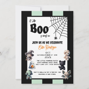 Invitation Un petit livre est presque dû Halloween Baby showe