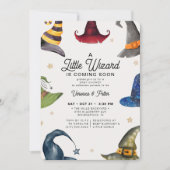 Invitation Un petit magicien garçon Orange Baby shower Hallow (Devant)