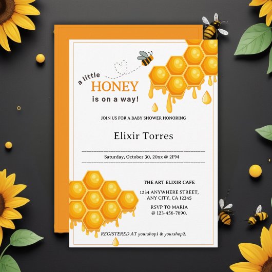 Invitation Un Petit Miel Sur Le Chemin Honeycomb Baby shower