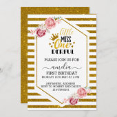Invitation un petit miss onederful 1er anniversaire paillette (Devant / Derrière)