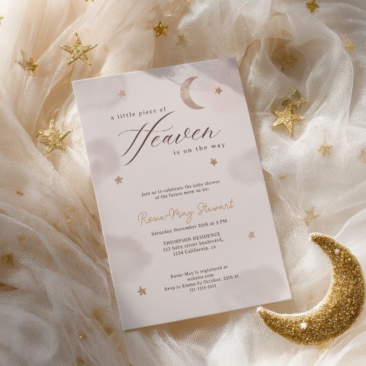 Invitation Un petit morceau de Baby shower céleste du Ciel