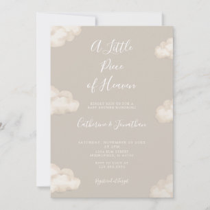 Invitation Un Petit Morceau De Ciel Nuages Beige Baby Shower