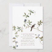 Invitation Un petit oiseau | Baby shower botanique d'automne (Devant)