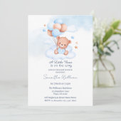 Invitation Un petit ours arrive Modèle personnalisable (Debout devant)