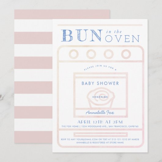 Invitation Un petit pain dans le Baby shower rose de la fille (Devant / Derrière)