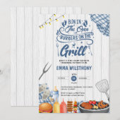 Invitation Un petit pain dans le four et les hamburgers Grill (Devant / Derrière)