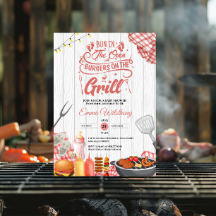Invitation Un petit pain dans le four et les hamburgers Grill