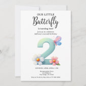 Invitation Un petit papillon 2e anniversaire mûre numéro Poli (Devant)