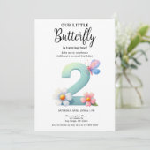 Invitation Un petit papillon 2e anniversaire mûre numéro Poli (Debout devant)