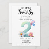 Invitation Un petit papillon 2e anniversaire mûre numéro Poli (Devant / Derrière)