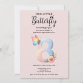 Invitation Un petit papillon 8e anniversaire mûre numéro Poli (Devant)