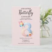 Invitation Un petit papillon 8e anniversaire mûre numéro Poli (Debout devant)