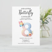 Invitation Un petit papillon 8e anniversaire mûre numéro Poli (Debout devant)