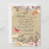 Invitation Un Petit Papillon Aquarelle Bleu Floral Baby (Devant)