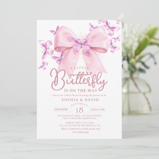 Invitation Un petit papillon arc Bébé Shower (Debout devant)