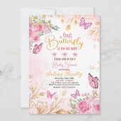 Invitation Un petit papillon baby shower fille aquarelle (Devant)