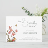 Invitation Un petit papillon Baby shower floral fille (Debout devant)