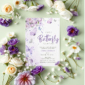 Invitation " Un Petit Papillon" Baby shower Floral violet
