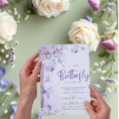 Invitation " Un Petit Papillon" Baby shower Floral violet